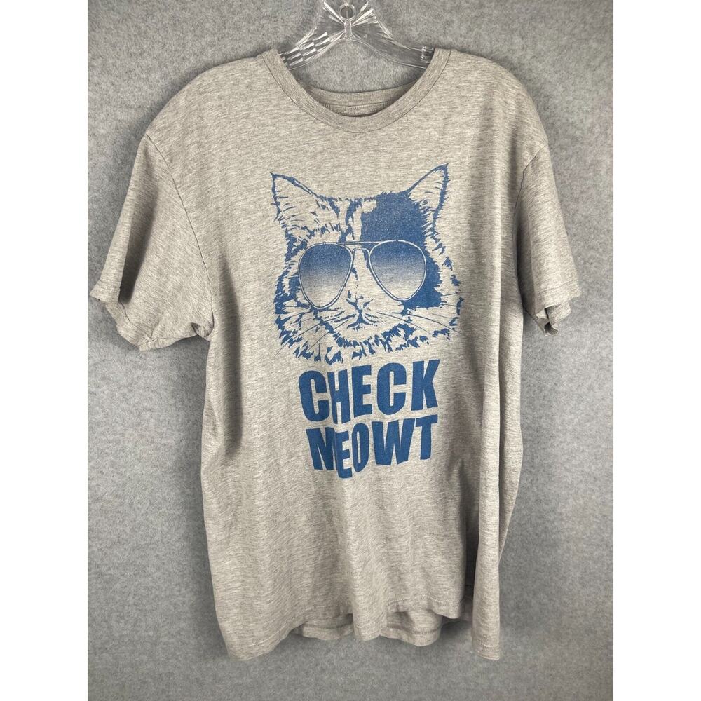 Hybrid Check Meowt T Shirt Men's Size XL Gray Super Trooper Funny Tee STAIN